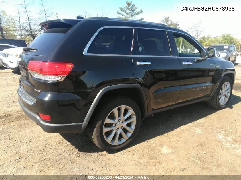 2017 Jeep Grand Cherokee Limited 4X4 VIN: 1C4RJFBG2HC873938 Lot: 39260230