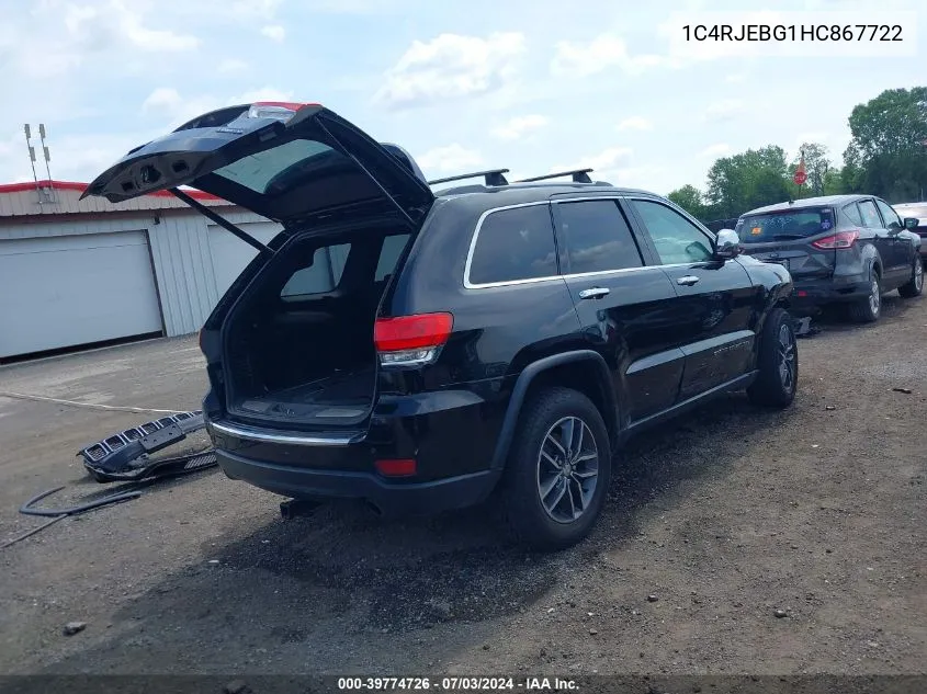 1C4RJEBG1HC867722 2017 Jeep Grand Cherokee Limited 4X2