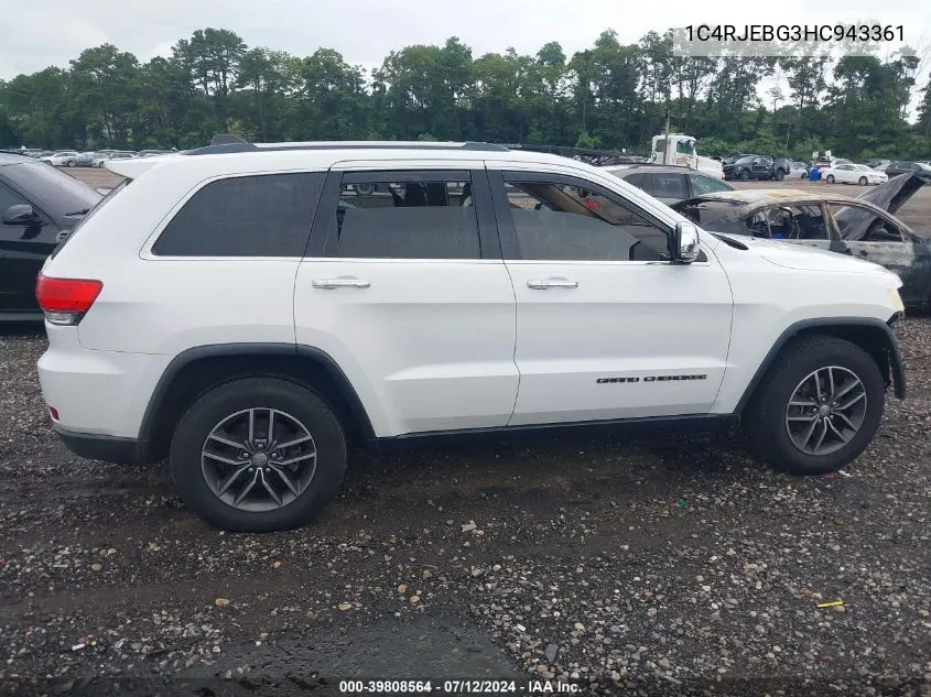 2017 Jeep Grand Cherokee Limited 4X2 VIN: 1C4RJEBG3HC943361 Lot: 39808564