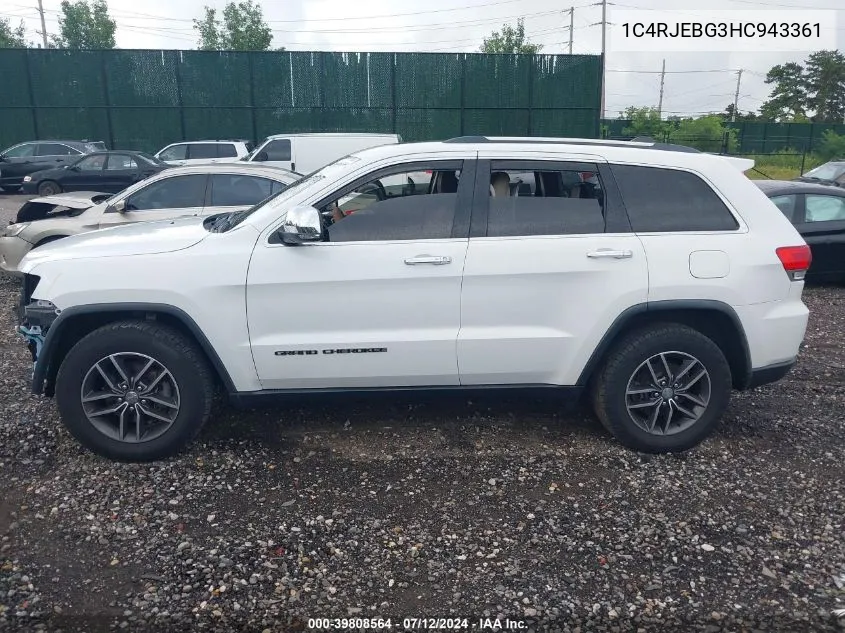 2017 Jeep Grand Cherokee Limited 4X2 VIN: 1C4RJEBG3HC943361 Lot: 39808564