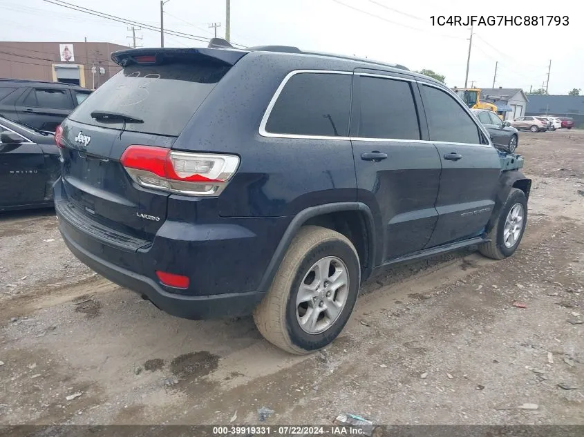 1C4RJFAG7HC881793 2017 Jeep Grand Cherokee Laredo 4X4