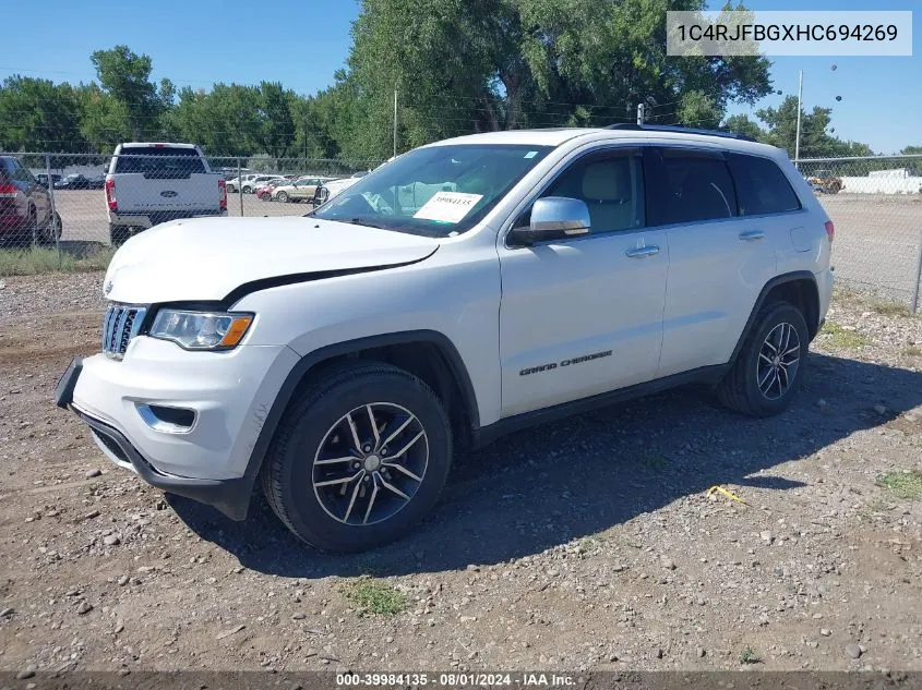 2017 Jeep Grand Cherokee Limited 4X4 VIN: 1C4RJFBGXHC694269 Lot: 39984135