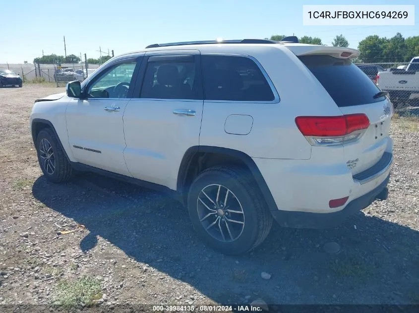 2017 Jeep Grand Cherokee Limited 4X4 VIN: 1C4RJFBGXHC694269 Lot: 39984135