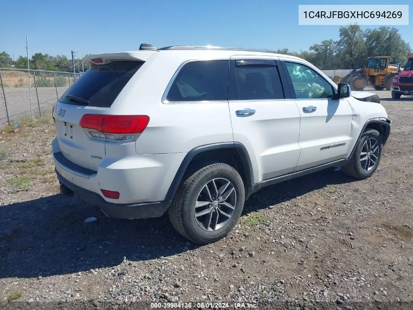 2017 Jeep Grand Cherokee Limited 4X4 VIN: 1C4RJFBGXHC694269 Lot: 39984135