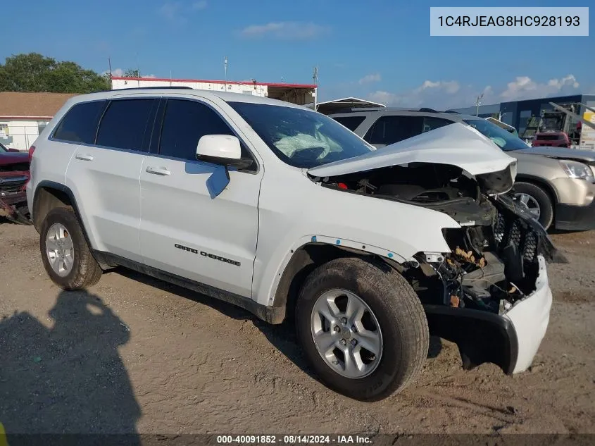 2017 Jeep Grand Cherokee Laredo 4X2 VIN: 1C4RJEAG8HC928193 Lot: 40091852