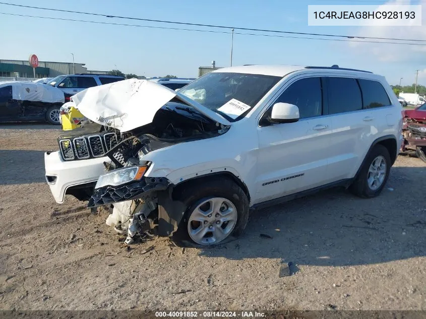 2017 Jeep Grand Cherokee Laredo 4X2 VIN: 1C4RJEAG8HC928193 Lot: 40091852