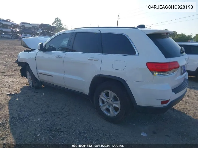 2017 Jeep Grand Cherokee Laredo 4X2 VIN: 1C4RJEAG8HC928193 Lot: 40091852