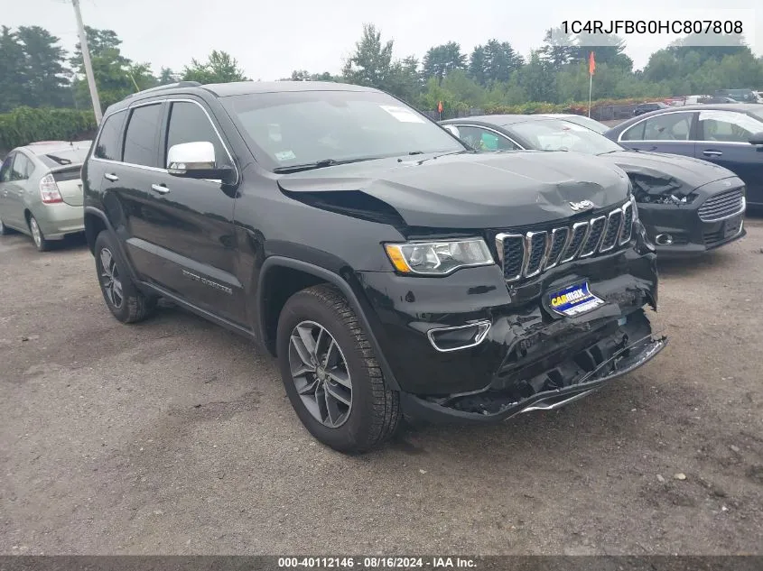 2017 Jeep Grand Cherokee Limited 4X4 VIN: 1C4RJFBG0HC807808 Lot: 40112146