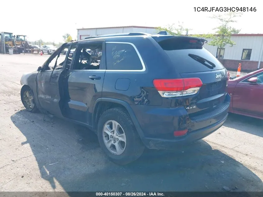 2017 Jeep Grand Cherokee Laredo 4X4 VIN: 1C4RJFAG3HC948146 Lot: 40150307