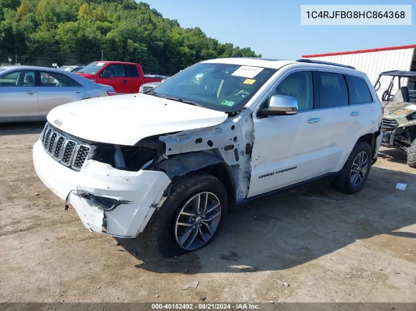 2017 Jeep Grand Cherokee Limited 4X4 VIN: 1C4RJFBG8HC864368 Lot: 40152492