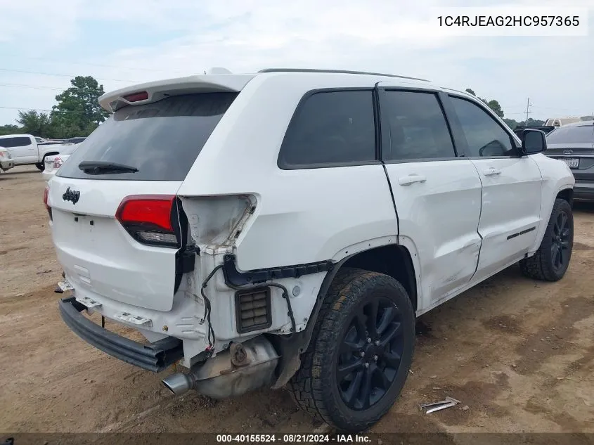 2017 Jeep Grand Cherokee Altitude 4X2 VIN: 1C4RJEAG2HC957365 Lot: 40155524