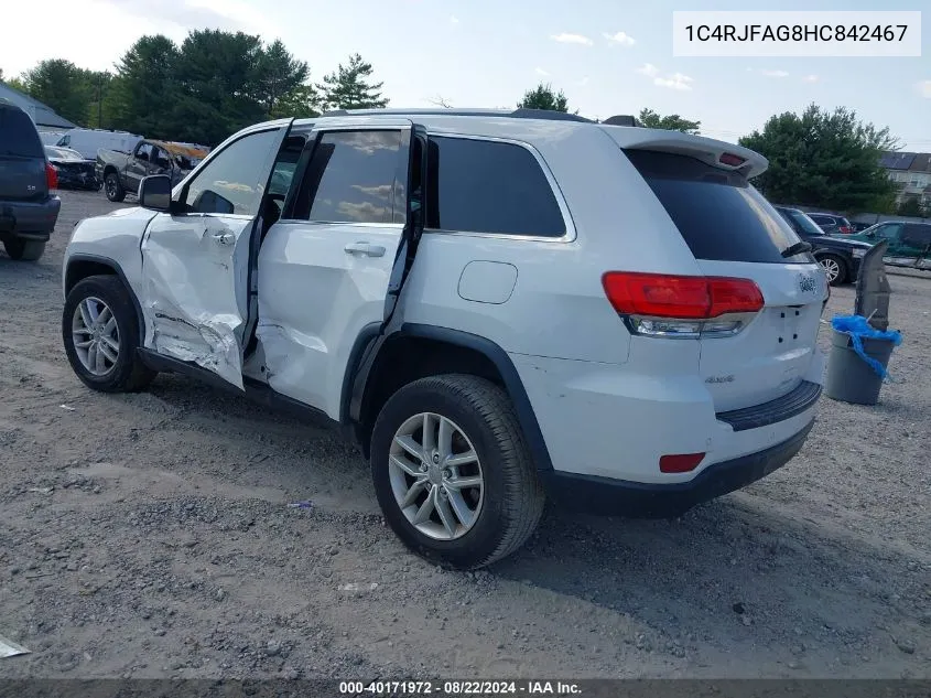 2017 Jeep Grand Cherokee Laredo 4X4 VIN: 1C4RJFAG8HC842467 Lot: 40171972