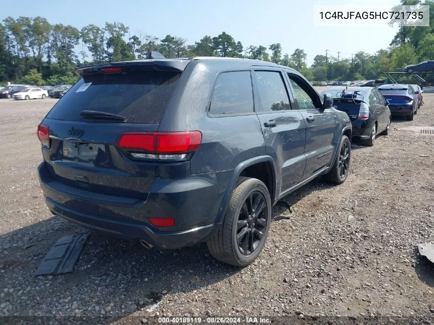 2017 Jeep Grand Cherokee Altitude 4X4 VIN: 1C4RJFAG5HC721735 Lot: 40189119