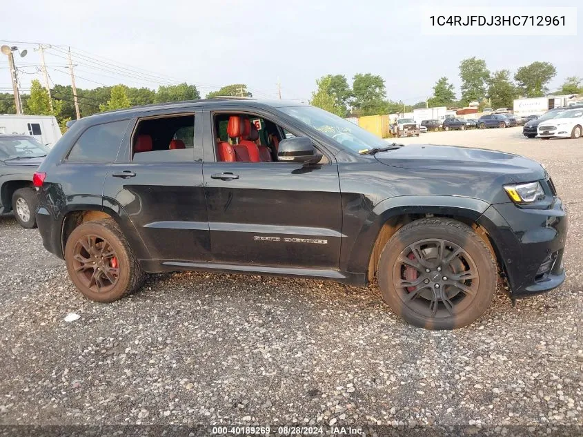 2017 Jeep Grand Cherokee Srt VIN: 1C4RJFDJ3HC712961 Lot: 40189269