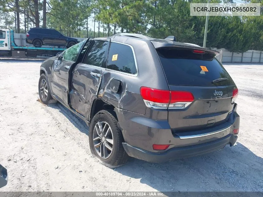 2017 Jeep Grand Cherokee Limited 4X2 VIN: 1C4RJEBGXHC965082 Lot: 40189704