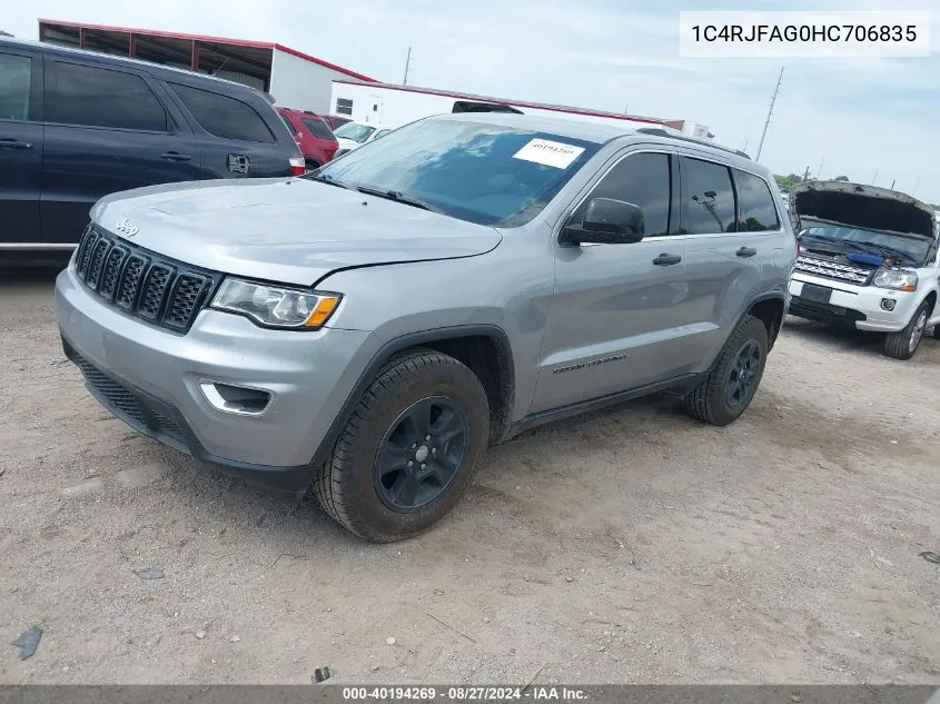 1C4RJFAG0HC706835 2017 Jeep Grand Cherokee Laredo 4X4