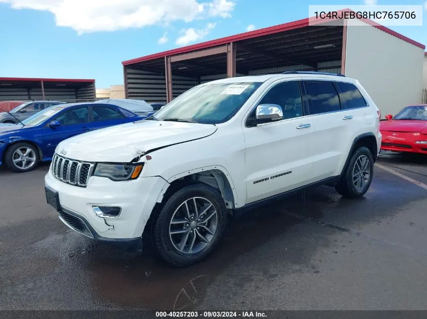 2017 Jeep Grand Cherokee Limited 4X2 VIN: 1C4RJEBG8HC765706 Lot: 40257203