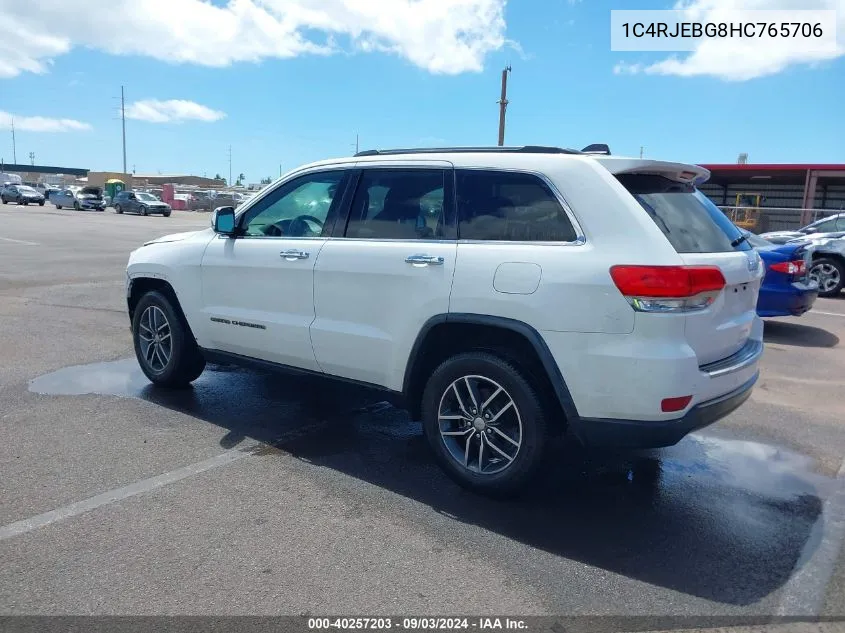 1C4RJEBG8HC765706 2017 Jeep Grand Cherokee Limited 4X2