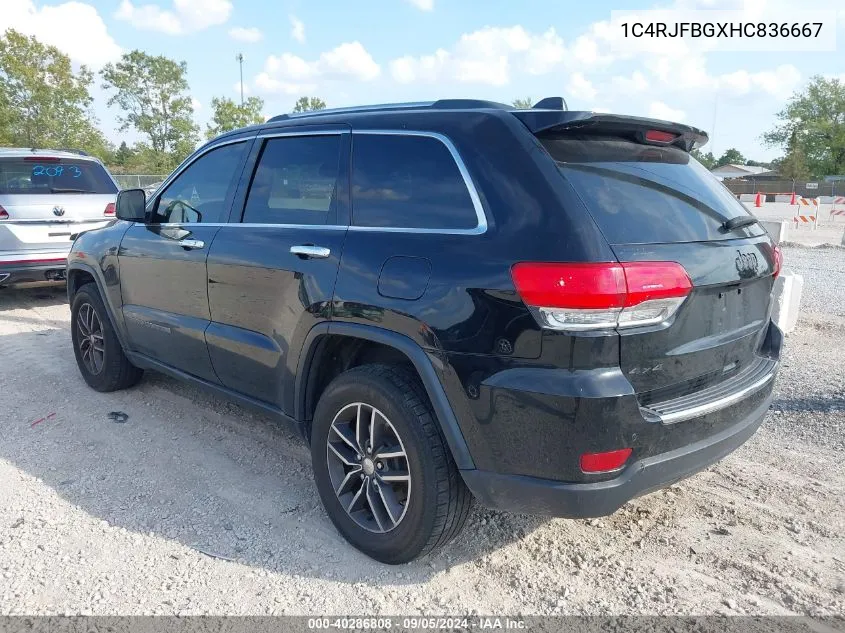 2017 Jeep Grand Cherokee Limited 4X4 VIN: 1C4RJFBGXHC836667 Lot: 40286808