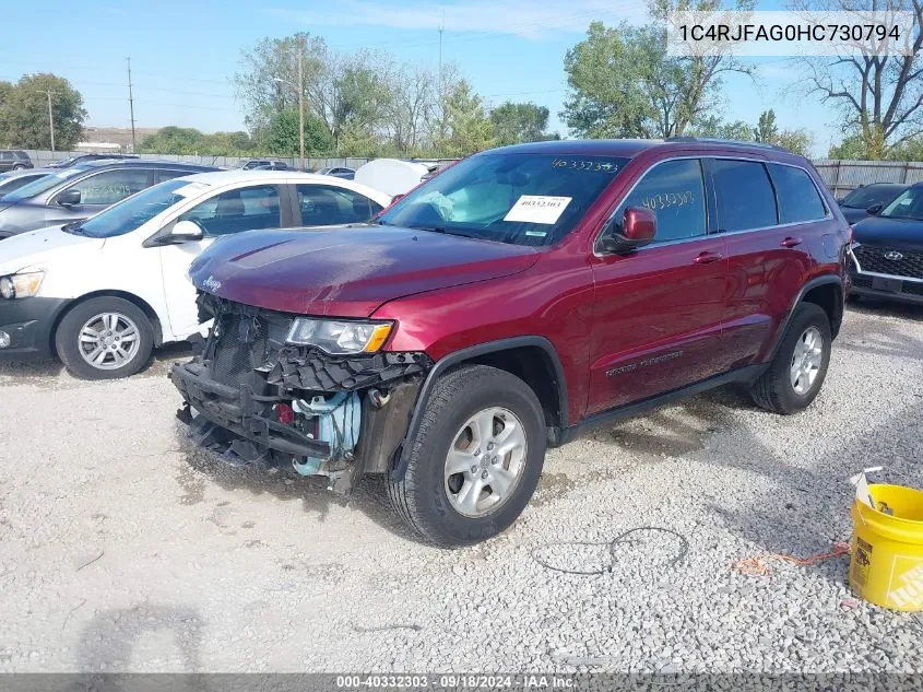 2017 Jeep Grand Cherokee Laredo VIN: 1C4RJFAG0HC730794 Lot: 40332303