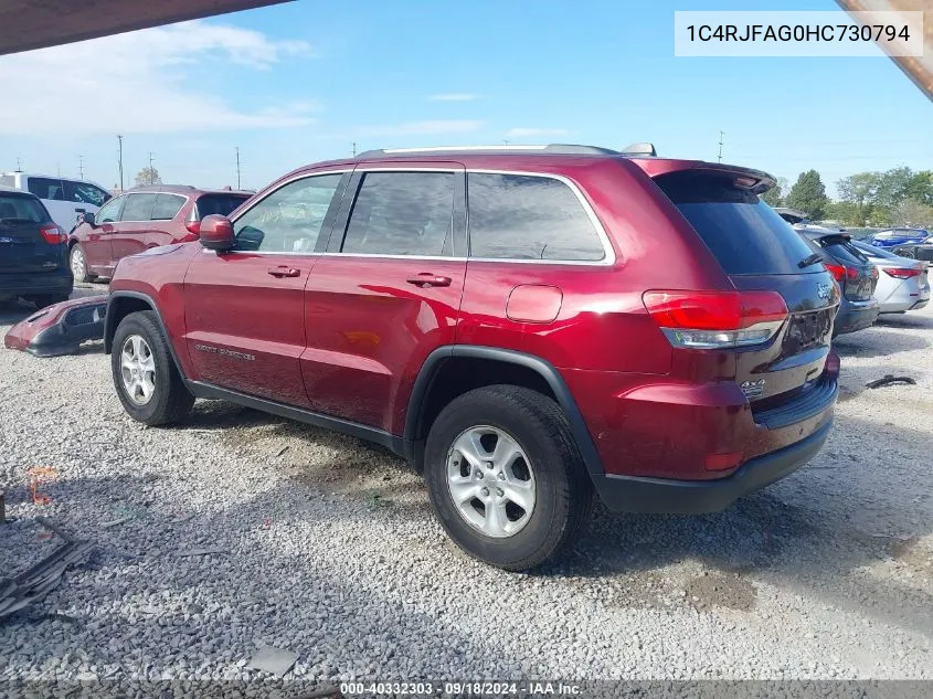 2017 Jeep Grand Cherokee Laredo VIN: 1C4RJFAG0HC730794 Lot: 40332303