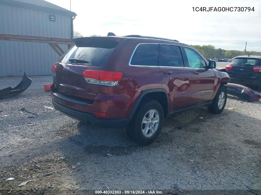 2017 Jeep Grand Cherokee Laredo VIN: 1C4RJFAG0HC730794 Lot: 40332303