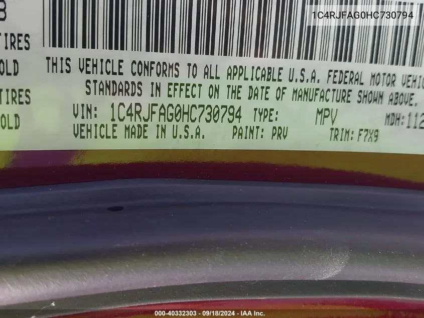 1C4RJFAG0HC730794 2017 Jeep Grand Cherokee Laredo