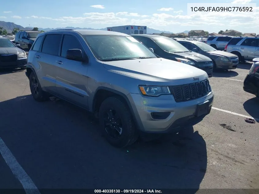 2017 Jeep Grand Cherokee Laredo 4X4 VIN: 1C4RJFAG9HC776592 Lot: 40335130