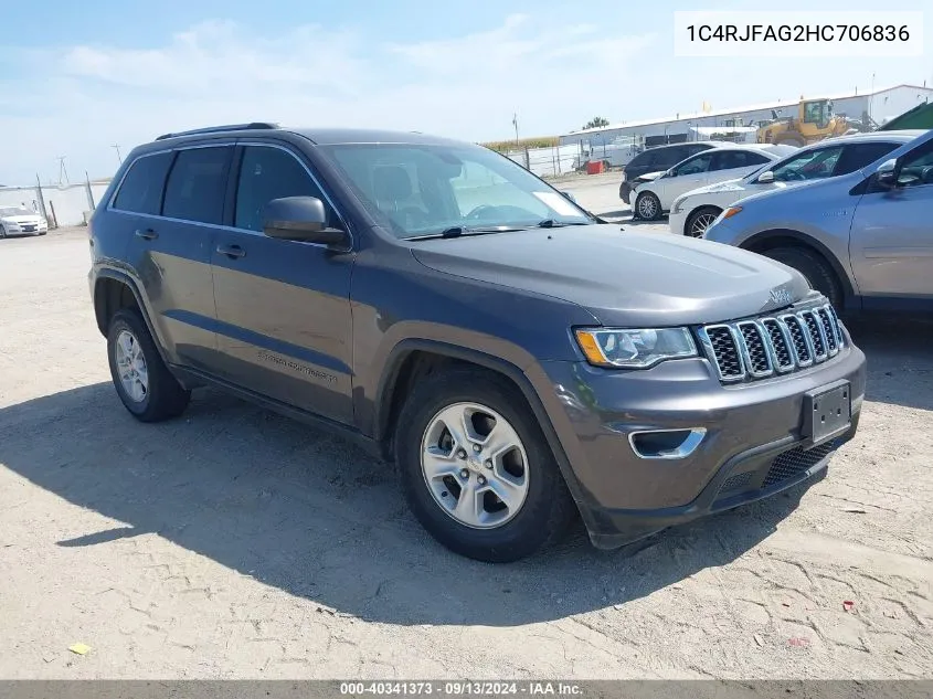 2017 Jeep Grand Cherokee Laredo 4X4 VIN: 1C4RJFAG2HC706836 Lot: 40341373