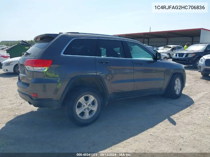 2017 Jeep Grand Cherokee Laredo 4X4 VIN: 1C4RJFAG2HC706836 Lot: 40341373