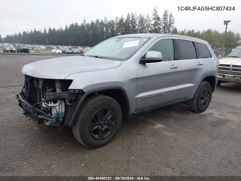 2017 Jeep Grand Cherokee Laredo 4X4 VIN: 1C4RJFAG5HC807434 Lot: 40360121