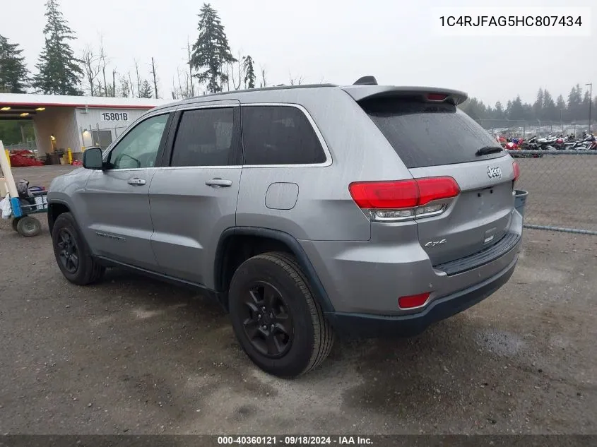 1C4RJFAG5HC807434 2017 Jeep Grand Cherokee Laredo 4X4