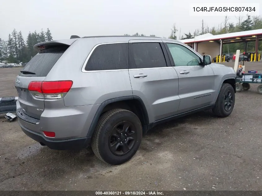 2017 Jeep Grand Cherokee Laredo 4X4 VIN: 1C4RJFAG5HC807434 Lot: 40360121