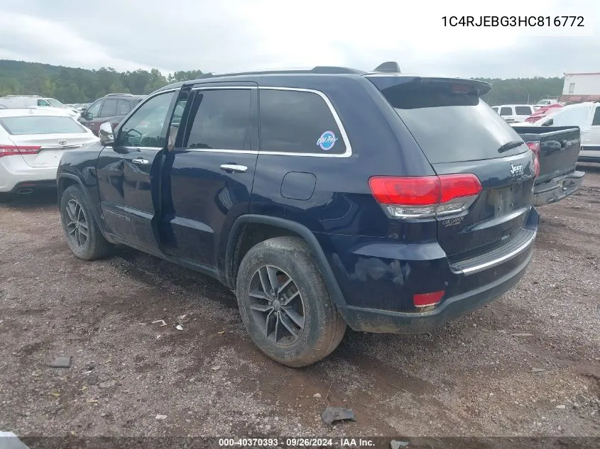 1C4RJEBG3HC816772 2017 Jeep Grand Cherokee Limited