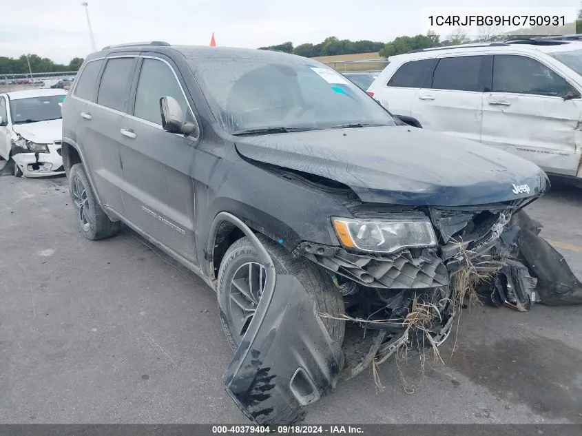 2017 Jeep Grand Cherokee Limited VIN: 1C4RJFBG9HC750931 Lot: 40379404