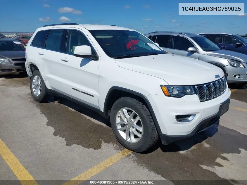 2017 Jeep Grand Cherokee Laredo 4X2 VIN: 1C4RJEAG3HC789025 Lot: 40381905