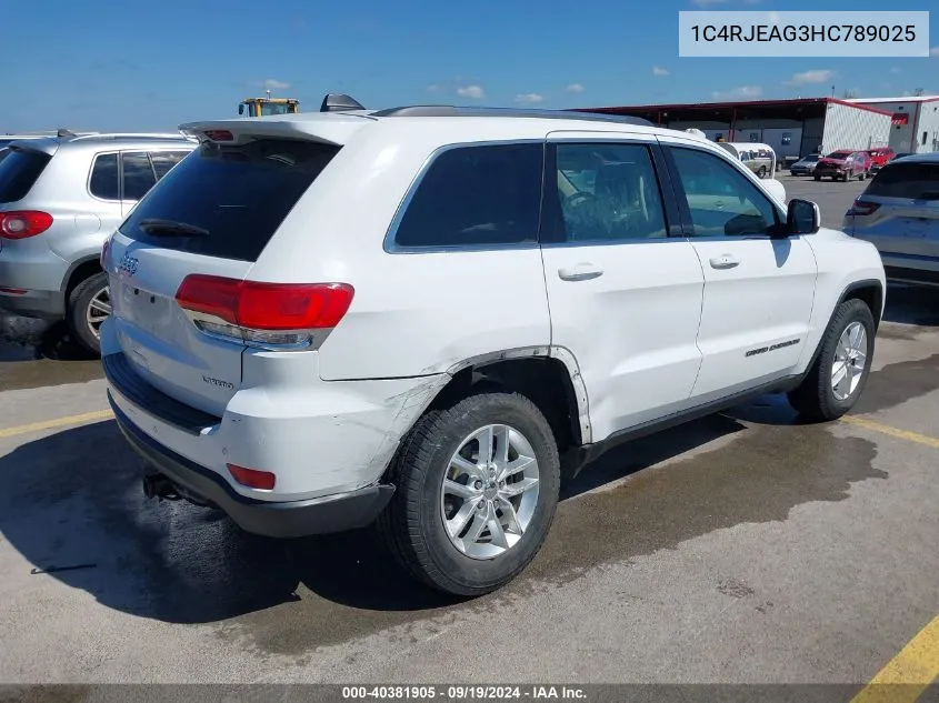 2017 Jeep Grand Cherokee Laredo 4X2 VIN: 1C4RJEAG3HC789025 Lot: 40381905