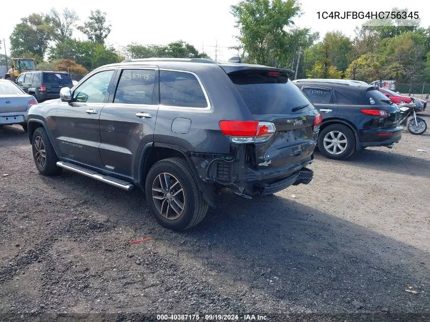 2017 Jeep Grand Cherokee Limited 4X4 VIN: 1C4RJFBG4HC756345 Lot: 40387175