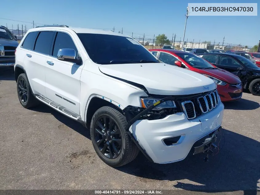 2017 Jeep Grand Cherokee Limited 4X4 VIN: 1C4RJFBG3HC947030 Lot: 40414791