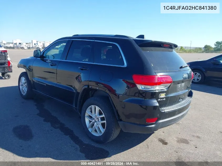 2017 Jeep Grand Cherokee Laredo 4X4 VIN: 1C4RJFAG2HC841380 Lot: 40421481