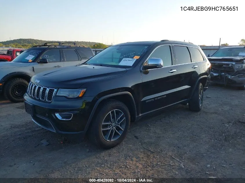 2017 Jeep Grand Cherokee Limited 4X2 VIN: 1C4RJEBG9HC765651 Lot: 40428092