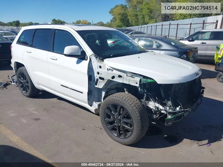 2017 Jeep Grand Cherokee Altitude 4X4 VIN: 1C4RJFAG2HC794514 Lot: 40452724