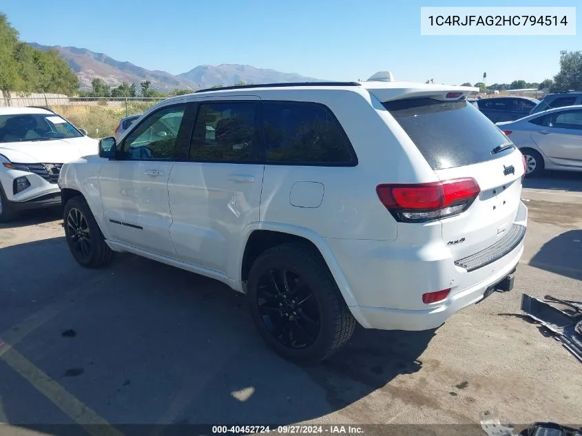 1C4RJFAG2HC794514 2017 Jeep Grand Cherokee Altitude 4X4