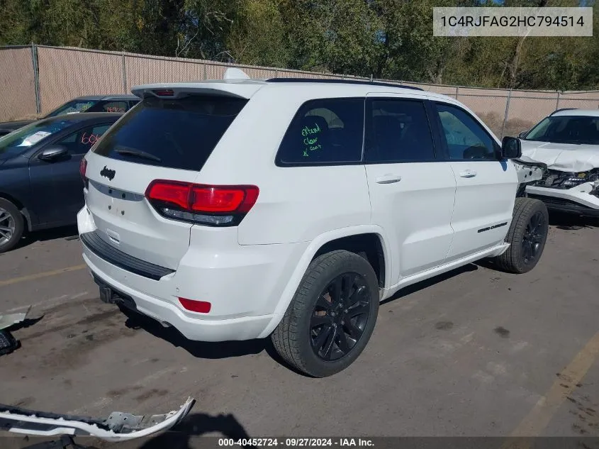 1C4RJFAG2HC794514 2017 Jeep Grand Cherokee Altitude 4X4