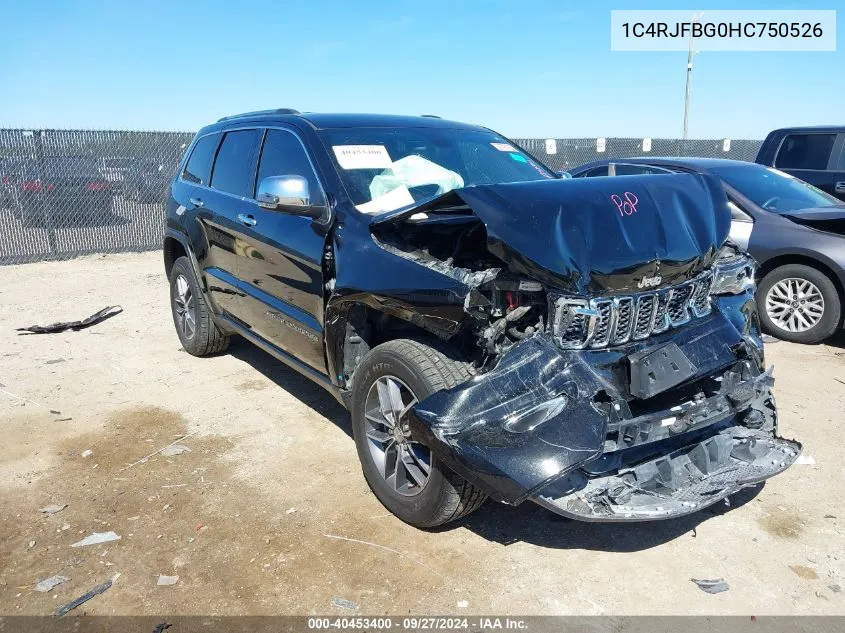 2017 Jeep Grand Cherokee Limited 4X4 VIN: 1C4RJFBG0HC750526 Lot: 40453400