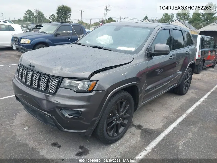 2017 Jeep Grand Cherokee Altitude 4X2 VIN: 1C4RJEAGXHC752263 Lot: 40460680