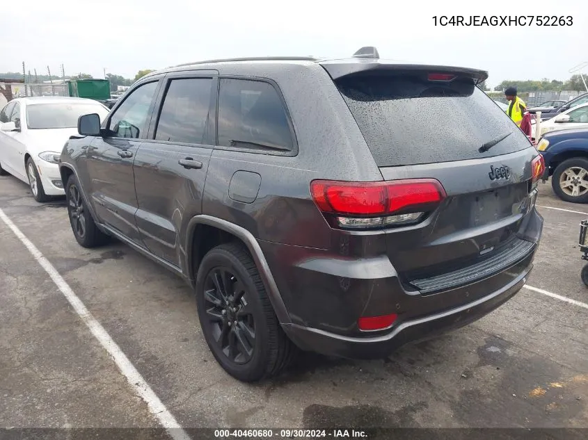 2017 Jeep Grand Cherokee Altitude 4X2 VIN: 1C4RJEAGXHC752263 Lot: 40460680