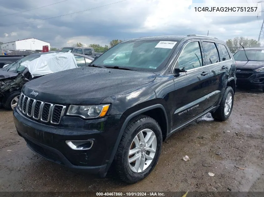 2017 Jeep Grand Cherokee Laredo 4X4 VIN: 1C4RJFAG2HC751257 Lot: 40467860