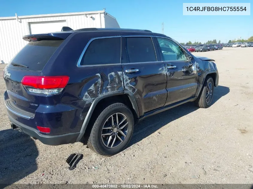 2017 Jeep Grand Cherokee Limited 4X4 VIN: 1C4RJFBG8HC755554 Lot: 40470802