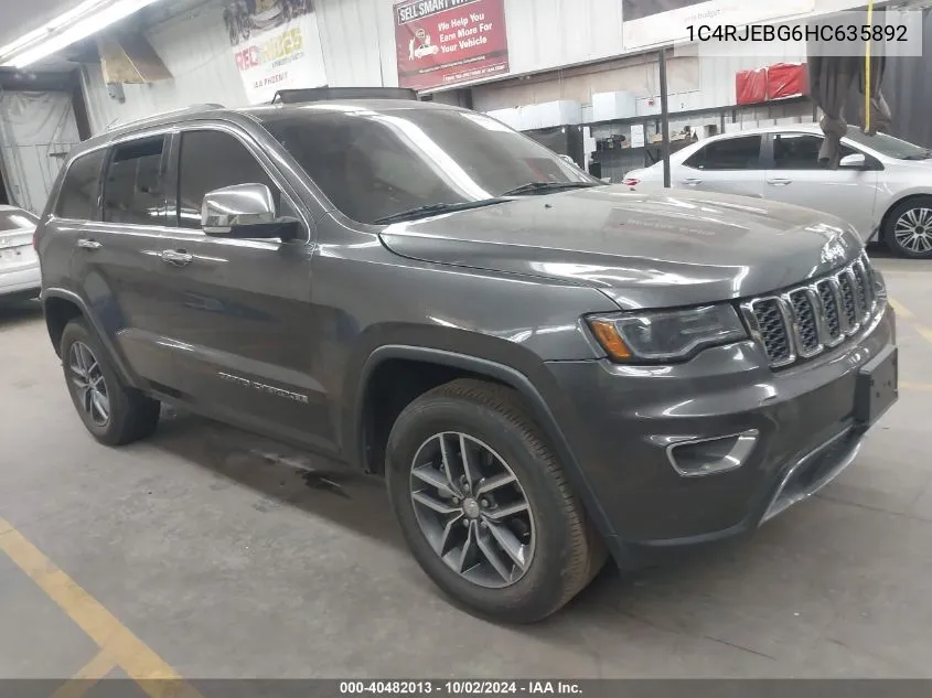 2017 Jeep Grand Cherokee Limited VIN: 1C4RJEBG6HC635892 Lot: 40482013